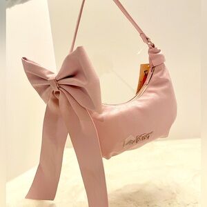 Betsey Johnson Pink Shoulder Bag with Bow Accent